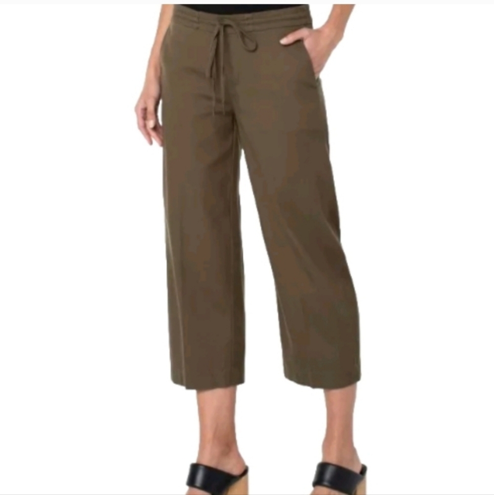 LIVERPOOL Kelsey Culotte w/Tie Waistbanc Pants (Olive Grove) Size 2/26P